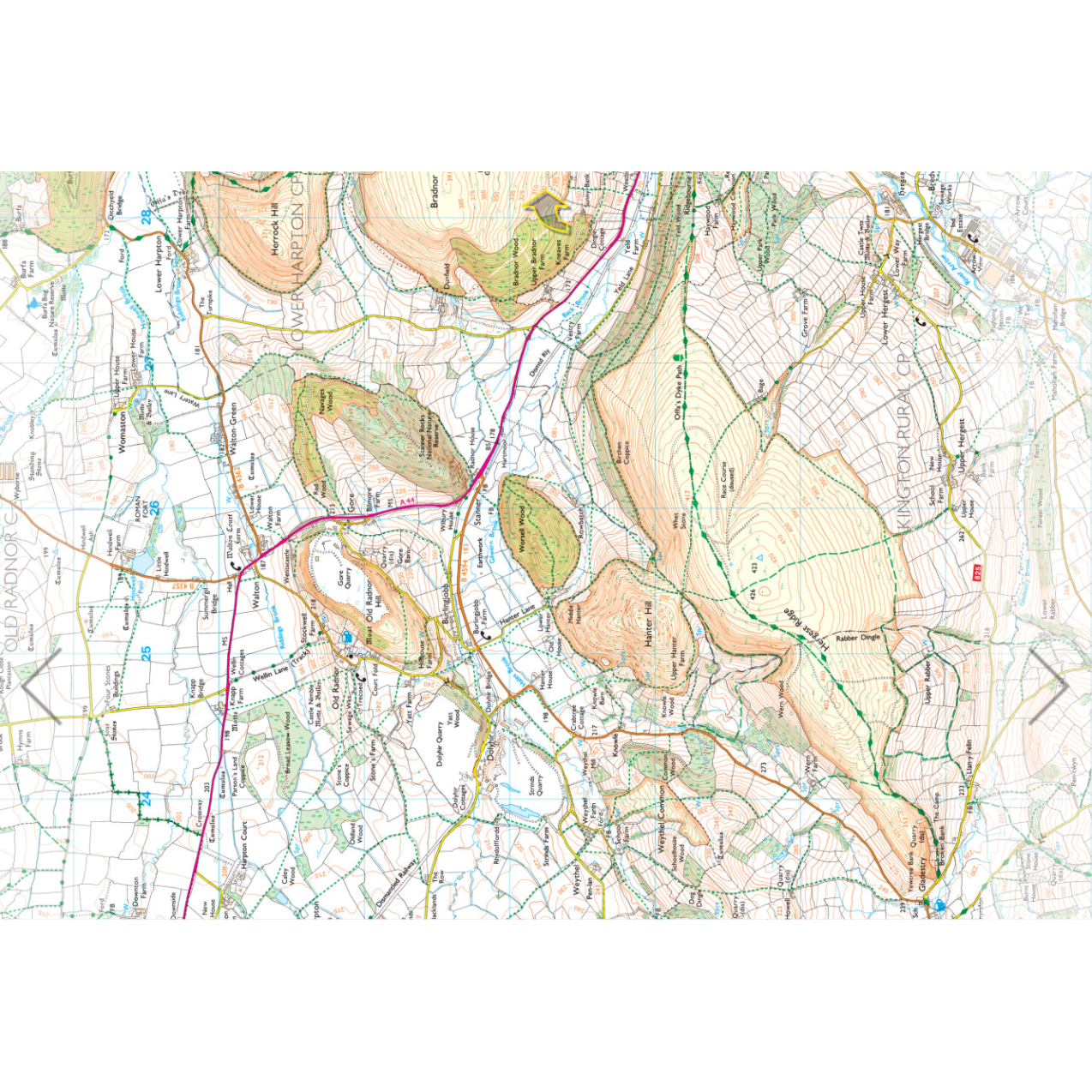 Yellow Publications Around and About Kington Map