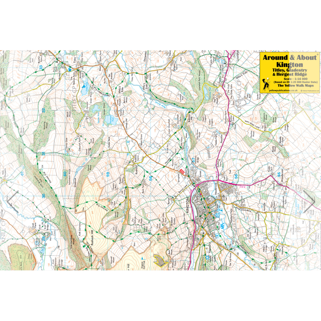 Yellow Publications Around and About Kington Map