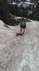Wearing Xero barefoot sandals on snow in the Uinta mountains, Utah, USA